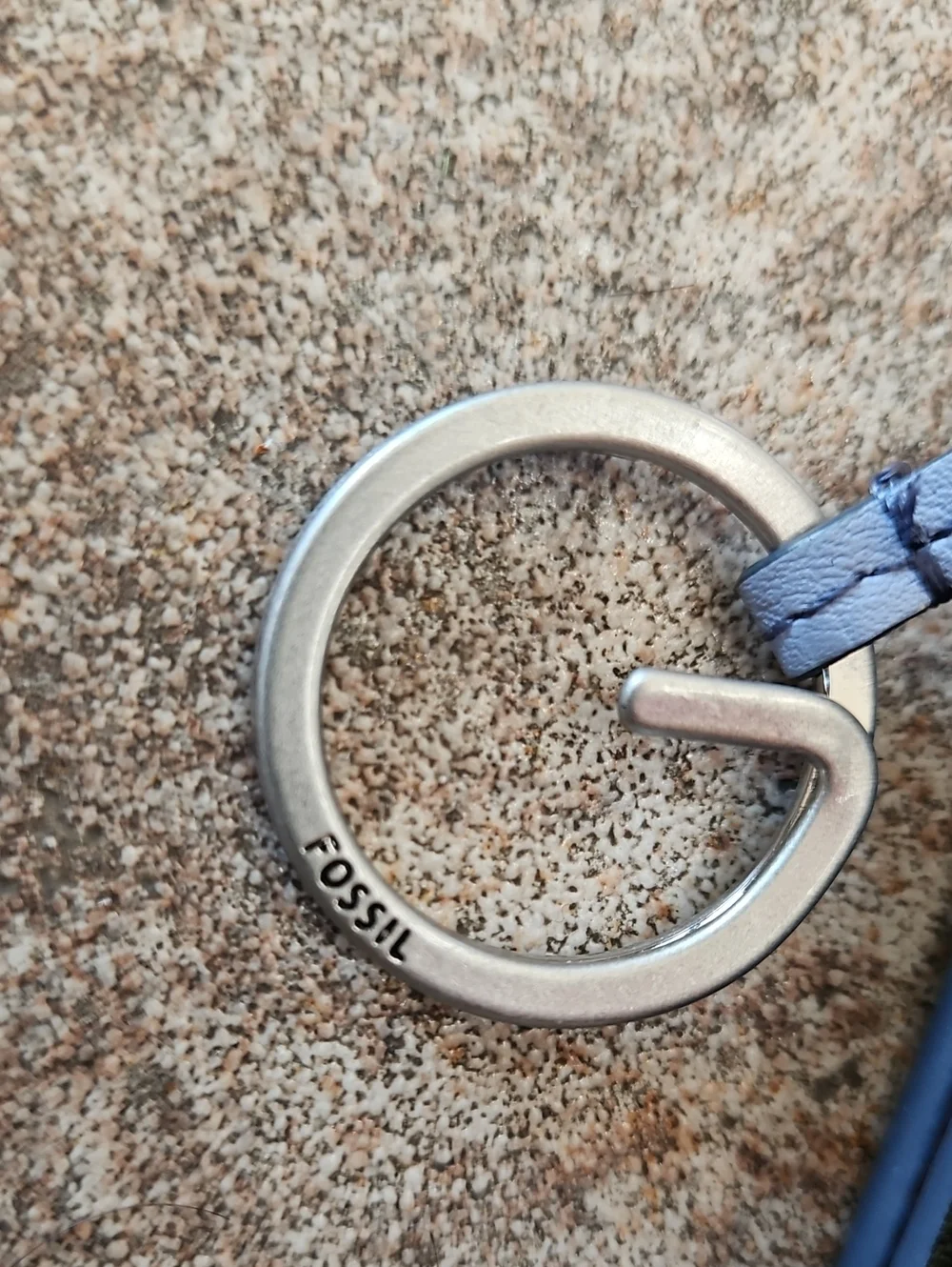 Fossil Light Blue Croc-Embossed Card Holder Keychain